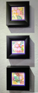 3 piece mixed media collage finished with black gallery frames.